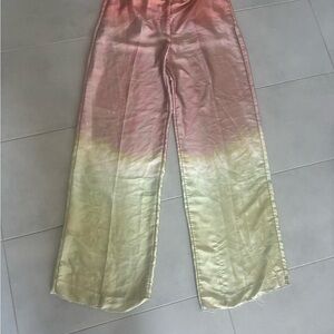Pink and Yellow Ombre Satin Pants